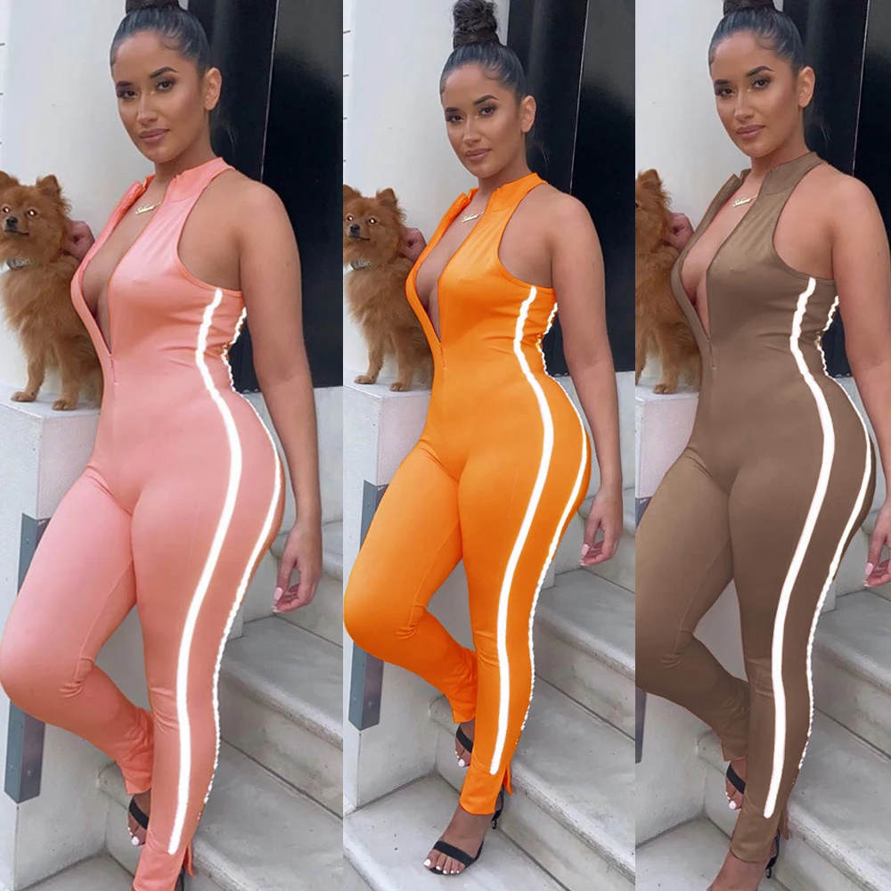 Contracted Design Sleeveless Zipper One Pieces Patchwork Night Running Reflective Strip Woman Rompers
Contracted Design Sleeveless Zipper One Pieces Patchwork Night Running Reflective Strip Woman Rompers