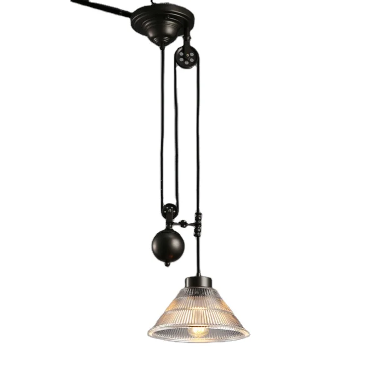 Simig lighting wholesale vintage industrial creative pulley glass lamp shade single head hanging pendant lamp, Black
Simig lighting wholesale vintage industrial creative pulley glass lamp shade single head hanging pendant lamp, Black