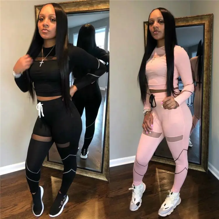 Wholesale Pure Color Mesh Splicing Sports And Leisure Two Piece Casual Set Women Women'S Two Piece Clothing Set
Wholesale Pure Color Mesh Splicing Sports And Leisure Two Piece Casual Set Women Women'S Two Piece Clothing Set