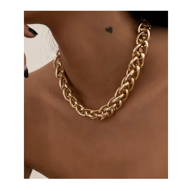 2022 New exquisite ladies jewelry punk retro thick chain necklace metal necklace set, Silver/gold
2022 New exquisite ladies jewelry punk retro thick chain necklace metal necklace set, Silver/gold