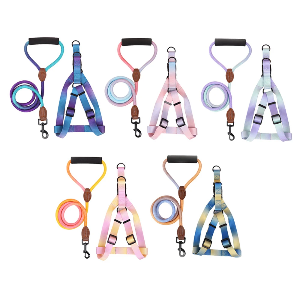 Gradient polyester designer wholesale pet dog leash and harness custom dog harness set
Gradient polyester designer wholesale pet dog leash and harness custom dog harness set