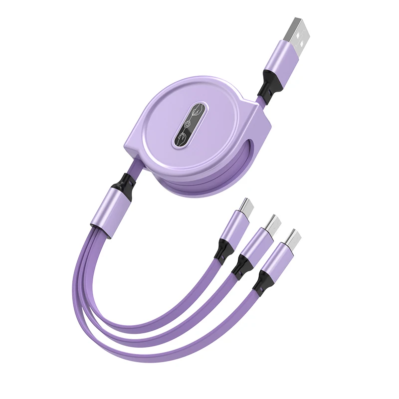 Macarone three in one data cable cell phone 3A fast charging cable 
Macarone three in one data cable cell phone 3A fast charging cable