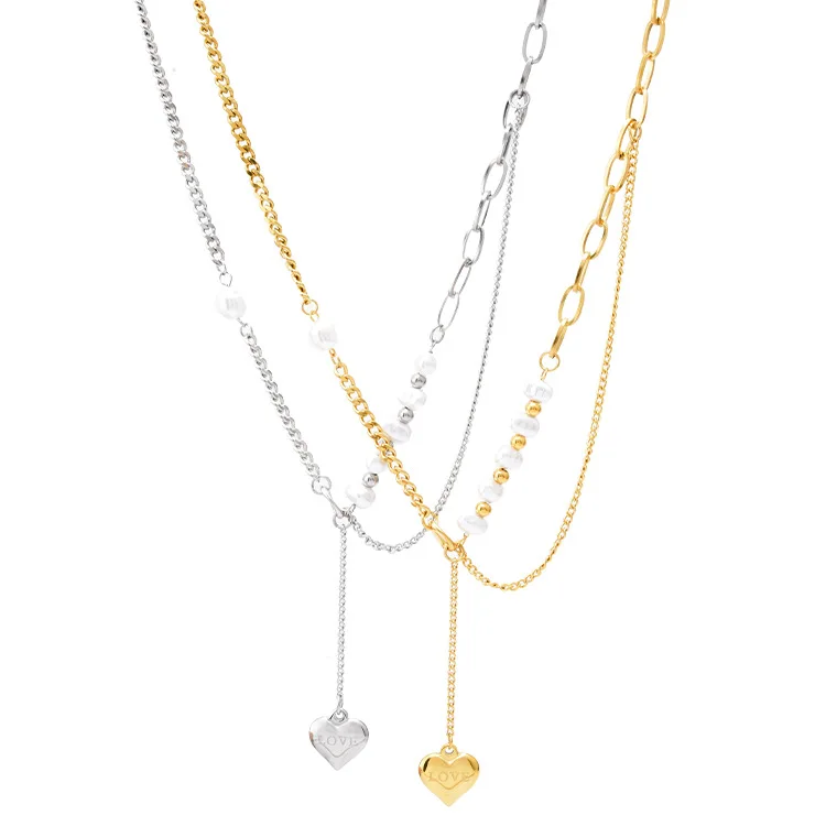 PUSHI new fashion pearl gold heart necklace Geometric 18k gold plated stainless steel pearl necklace women
PUSHI new fashion pearl gold heart necklace Geometric 18k gold plated stainless steel pearl necklace women