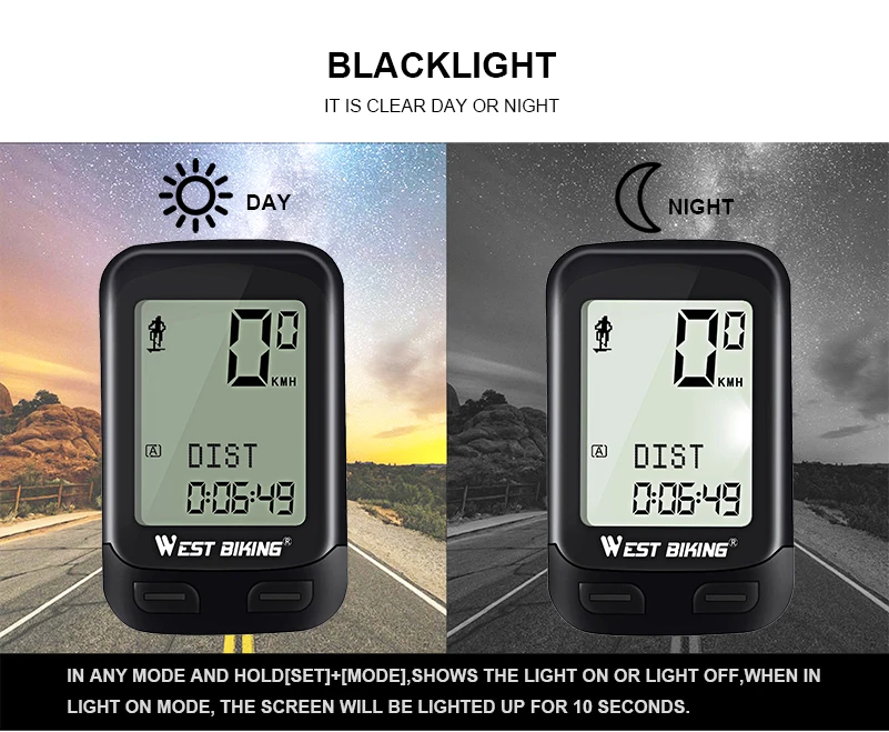 WEST BIKING 5 Language Bike Computer Fit For 2 Bike Speedometer Wireless Waterproof Stopwatch Wireless Exercise Bike Computer