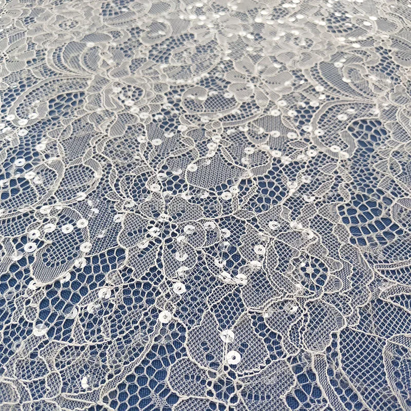 Wholesale French Lace with Sequins Embroidery Soft Sequin Lace Fabric by Yards, White
Wholesale French Lace with Sequins Embroidery Soft Sequin Lace Fabric by Yards, White