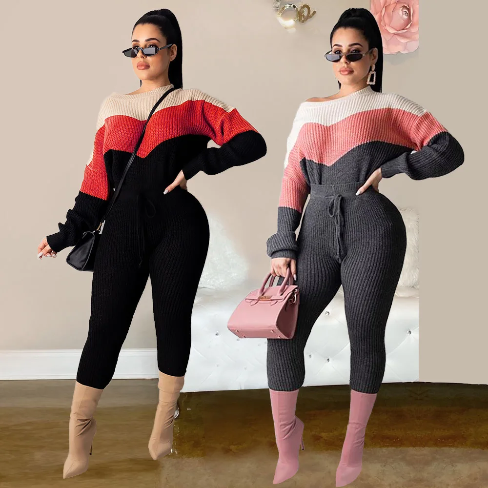 N220 Knitted 2 Piece Set Women Long Sleeve Crop Tops And Long Pants Sexy 2020 Winter Sweater Two Piece Set Outfits Color Block
N220 Knitted 2 Piece Set Women Long Sleeve Crop Tops And Long Pants Sexy 2020 Winter Sweater Two Piece Set Outfits Color Block