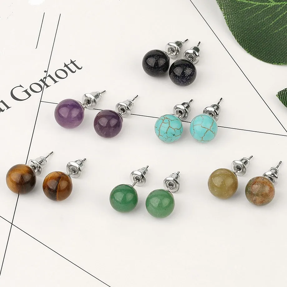 wholesale natural crystal stone green aventurine rose quartz earring jewelry small round Stud earrings women
wholesale natural crystal stone green aventurine rose quartz earring jewelry small round Stud earrings women