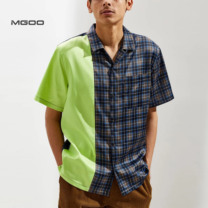MGOO Custom Men streetwear Faux silk button up shirt Colorblock plaids casual shirts, Customized color
MGOO Custom Men streetwear Faux silk button up shirt Colorblock plaids casual shirts, Customized color