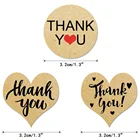 Custom 1500pcs Heart Shape Thank You Stickers Kraft Paper Thank You Adhesive Labels Heart and Round 3 Patterns