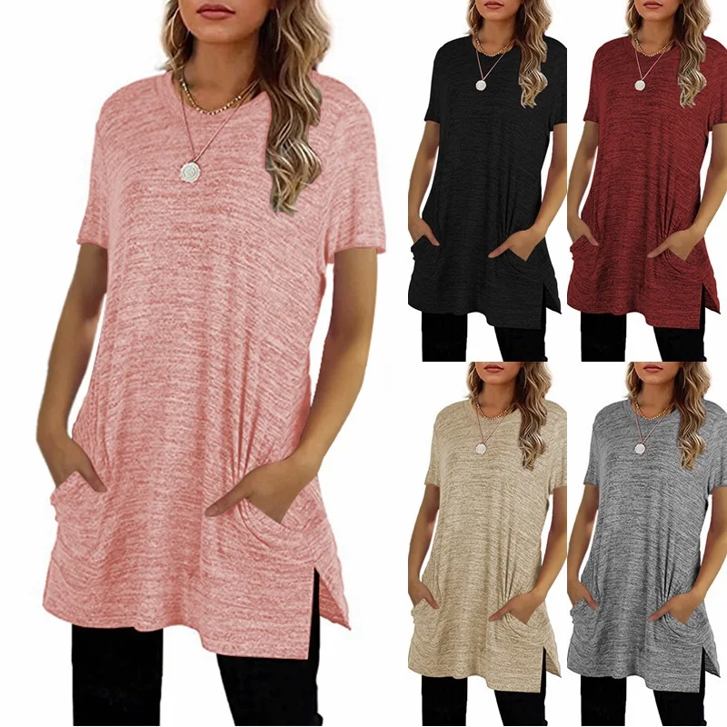 2021 Spring Summer New Round Neck Short Sleeve Long Bottoming Tops Woman Blouse Camiseta Cotton Plain t-Shirts, Picture color
2021 Spring Summer New Round Neck Short Sleeve Long Bottoming Tops Woman Blouse Camiseta Cotton Plain t-Shirts, Picture color