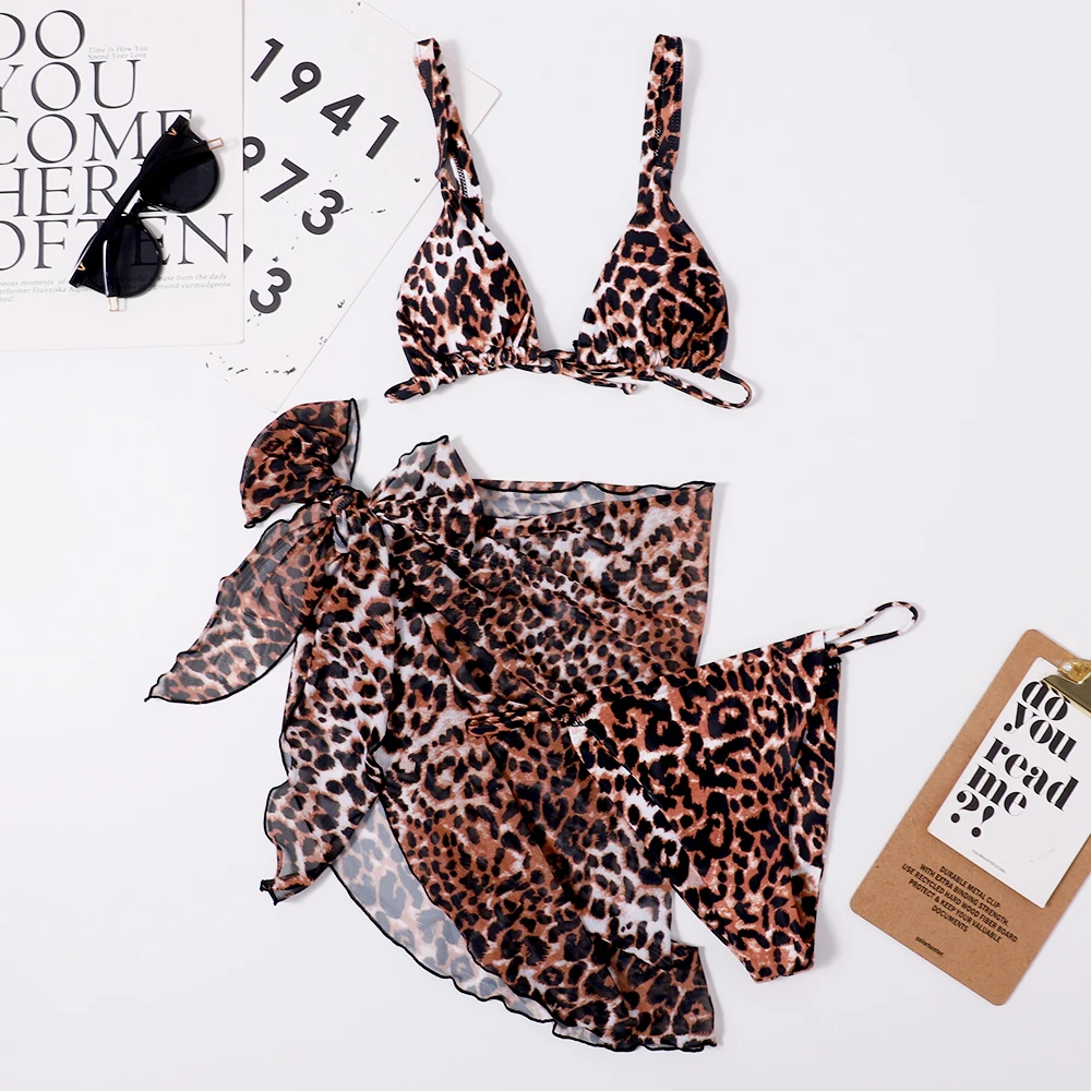 Sling sexy leopard print ladies mesh three-piece split pool beach bikini set swimwear
Sling sexy leopard print ladies mesh three-piece split pool beach bikini set swimwear