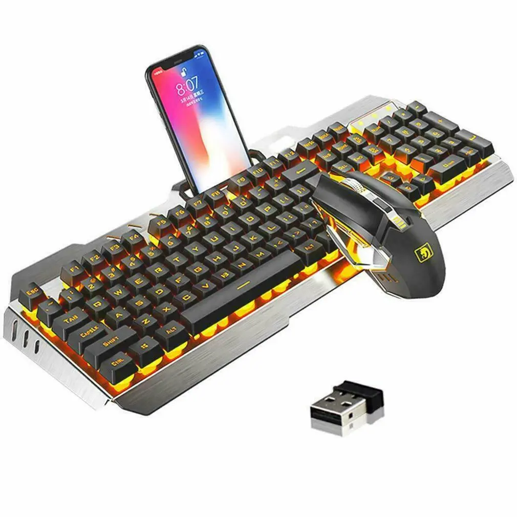 K670 Wireless Rechargeable LED Backlit Mechanical USB Gaming Combo Keyboard and Mouse Mice Set, Black
K670 Wireless Rechargeable LED Backlit Mechanical USB Gaming Combo Keyboard and Mouse Mice Set, Black