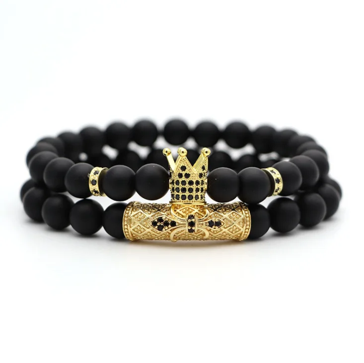 New Handmade Crown Bracelet 2pcs/set Femme Friends Black Beads Bracelets For Women Men Jewelry Stone Pulseras
New Handmade Crown Bracelet 2pcs/set Femme Friends Black Beads Bracelets For Women Men Jewelry Stone Pulseras