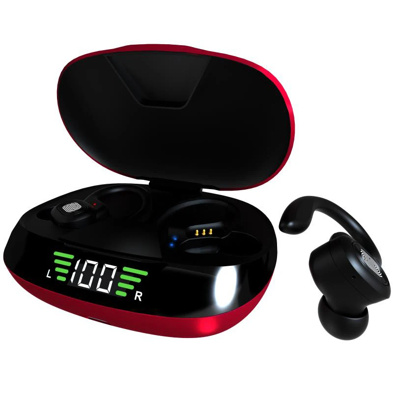 VV2 TWS Ear hook Headphone 9D Stereo Music Gaming Headset 5.0 Touch true wireless earbuds earphones With Charging Box, Black red
VV2 TWS Ear hook Headphone 9D Stereo Music Gaming Headset 5.0 Touch true wireless earbuds earphones With Charging Box, Black red
