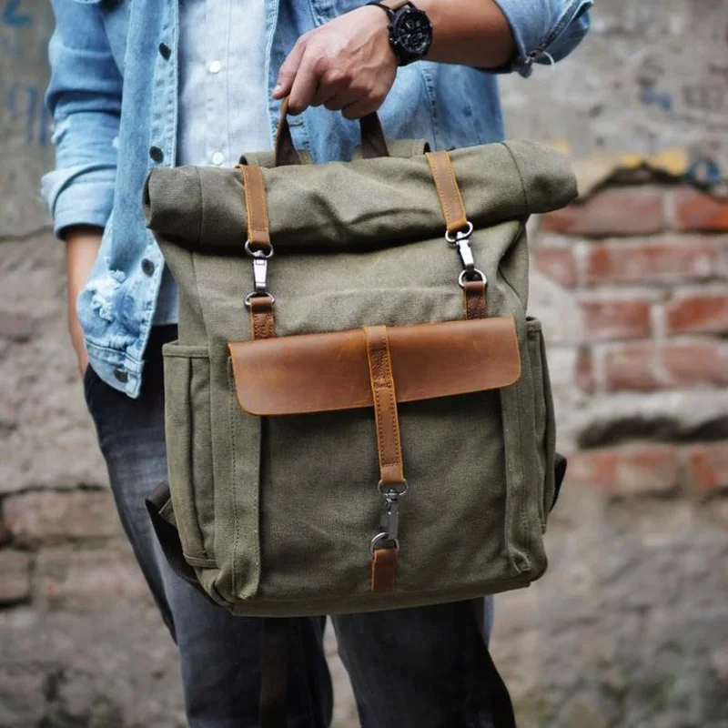 Hot sales Heavy-Duty Canvas Backpack Grey Vintage Distressed Leather Rucksack, 15 inch Laptop Backpacks for a Man or Woman, Customized
Hot sales Heavy-Duty Canvas Backpack Grey Vintage Distressed Leather Rucksack, 15 inch Laptop Backpacks for a Man or Woman, Customized