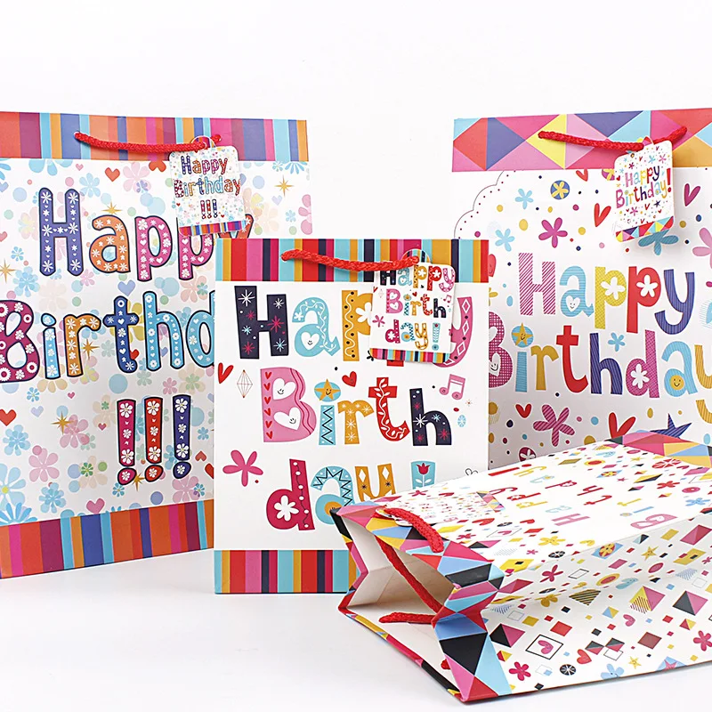 happy kids birthday celaration gift packing paper bags