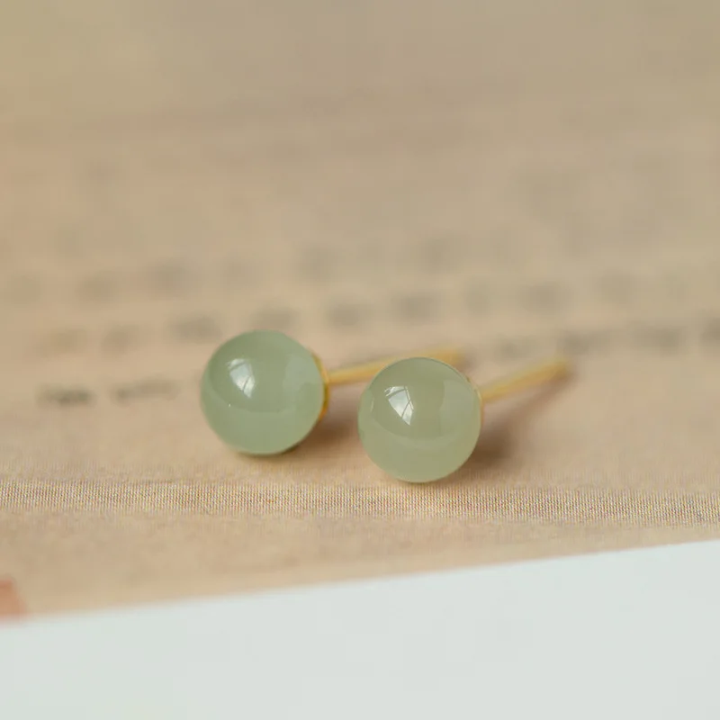Korean Trendy S925 Sterling Silver Natural Jade Stud Earrings 925 Silver Round Ball Green Gemstone Earrings
Korean Trendy S925 Sterling Silver Natural Jade Stud Earrings 925 Silver Round Ball Green Gemstone Earrings