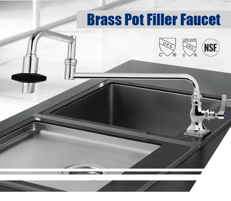 Deck Mount Single Handle Control  Kitchen Pot Filler Faucet with Movable Spout