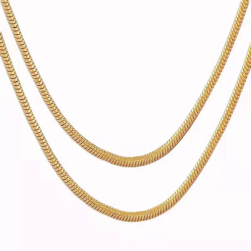 18k gold plated women trendy jewelry custom brass chunky fashion snake chain necklace, Gold color
18k gold plated women trendy jewelry custom brass chunky fashion snake chain necklace, Gold color