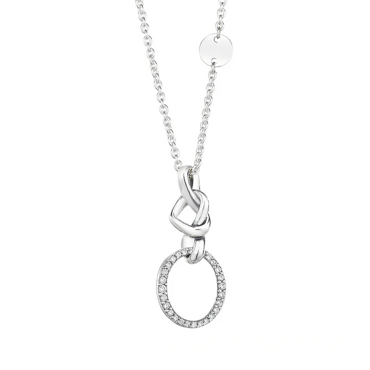 Custom elegant interlocking knotted heart sterling silver necklace chain, Silver color
Custom elegant interlocking knotted heart sterling silver necklace chain, Silver color