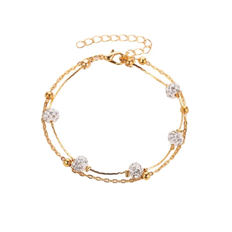 PUSHIFashionable double anklet diamond ball crystal double beach foot anklet women, Gold and silver
PUSHIFashionable double anklet diamond ball crystal double beach foot anklet women, Gold and silver