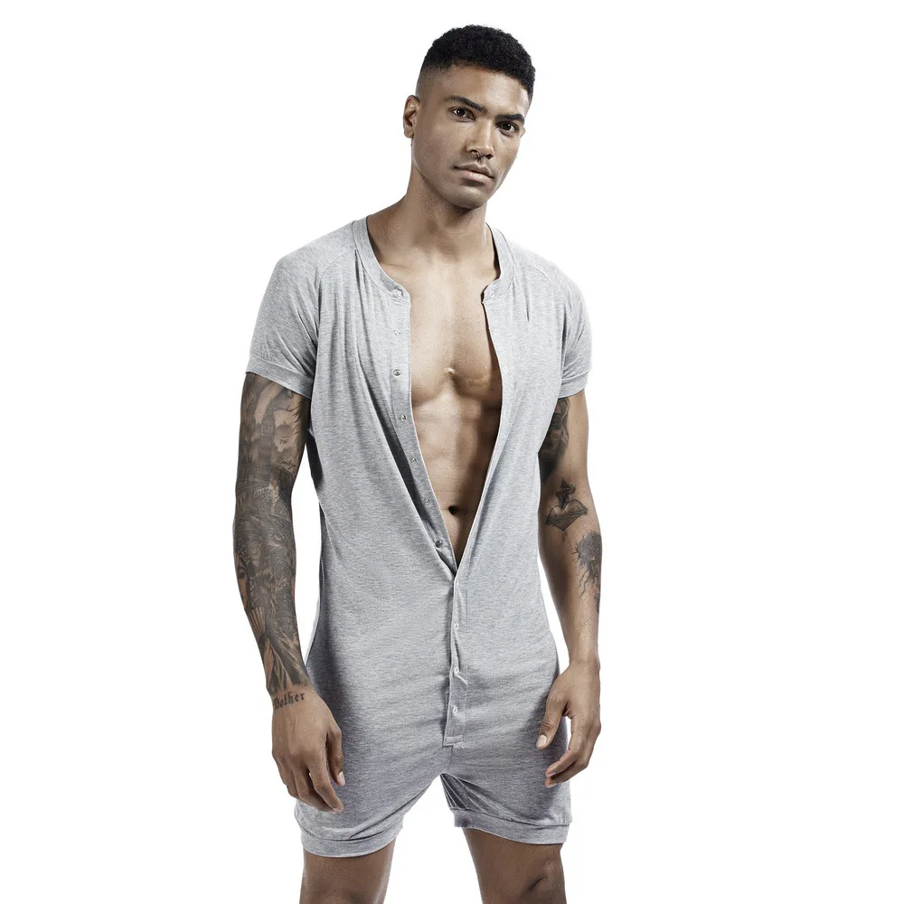 Men's Siamese Pajamas Home Clothes Super-elastic Comfortable Snap Button Jumpsuit Men Sleepwear Solid Color T-Shirts, Customized color
Men's Siamese Pajamas Home Clothes Super-elastic Comfortable Snap Button Jumpsuit Men Sleepwear Solid Color T-Shirts, Customized color