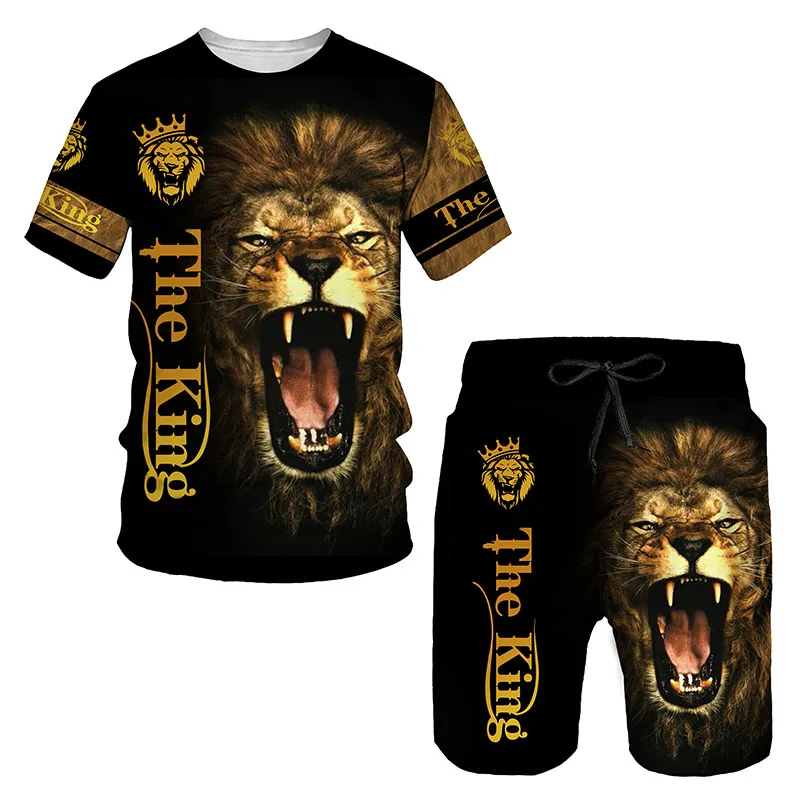 Ferocious lion summer 3D printing men's T-shirt shorts suit men's sportswear O-neck short-sleeved suit
Ferocious lion summer 3D printing men's T-shirt shorts suit men's sportswear O-neck short-sleeved suit