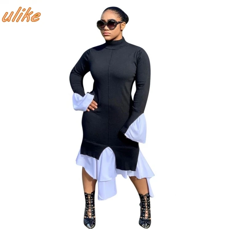 Latest Design Fashion Casual Patchwork Long Sleeve Wide Cuff Women Dress Ladies Girls' Dresses For Fall Winter
Latest Design Fashion Casual Patchwork Long Sleeve Wide Cuff Women Dress Ladies Girls' Dresses For Fall Winter