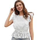 New fashion Lace Embroidery Ladies' Blouse&Tops Hollow Out Women Casual Blouse