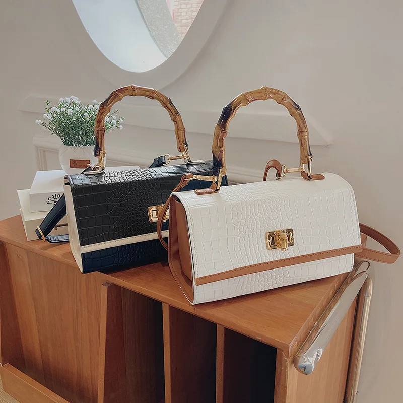 Fashion box bag small square bamboo handle bag PU leather handbag with bamboo handle, Customsized
Fashion box bag small square bamboo handle bag PU leather handbag with bamboo handle, Customsized
