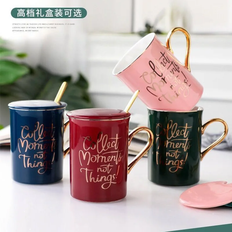Nordic style ins creative ceramic mug with gold handle wedding bridesmaid gift couple water cup, As picure or customized 
Nordic style ins creative ceramic mug with gold handle wedding bridesmaid gift couple water cup, As picure or customized