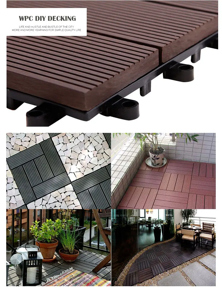 Removable Flooring Tile Wpc Diy Decking Wood Plastic Composite Floor