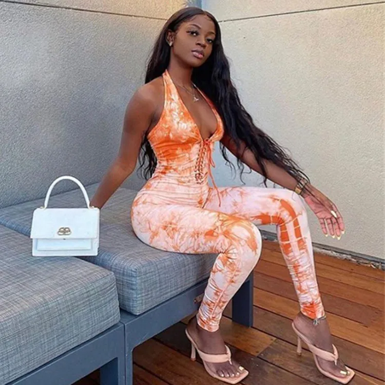 Fashion Ladies Sexy Bodysuit Off Shoulder Long Orange Romper 2021 Fall Clothing Halter Bandage Tie Dye Jumpsuit Women, As show / custom colors
Fashion Ladies Sexy Bodysuit Off Shoulder Long Orange Romper 2021 Fall Clothing Halter Bandage Tie Dye Jumpsuit Women, As show / custom colors
