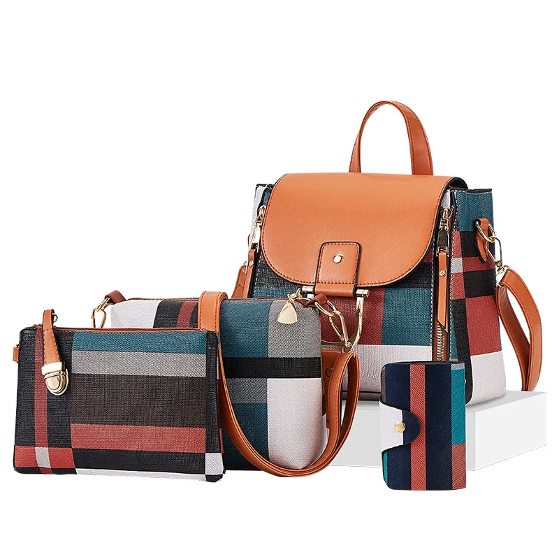 4 Pcs Set High Quality Large Capacity Backpack For Women Fashion Shoulder Messenger Bag Pu Leather Handbag For Girls
4 Pcs Set High Quality Large Capacity Backpack For Women Fashion Shoulder Messenger Bag Pu Leather Handbag For Girls