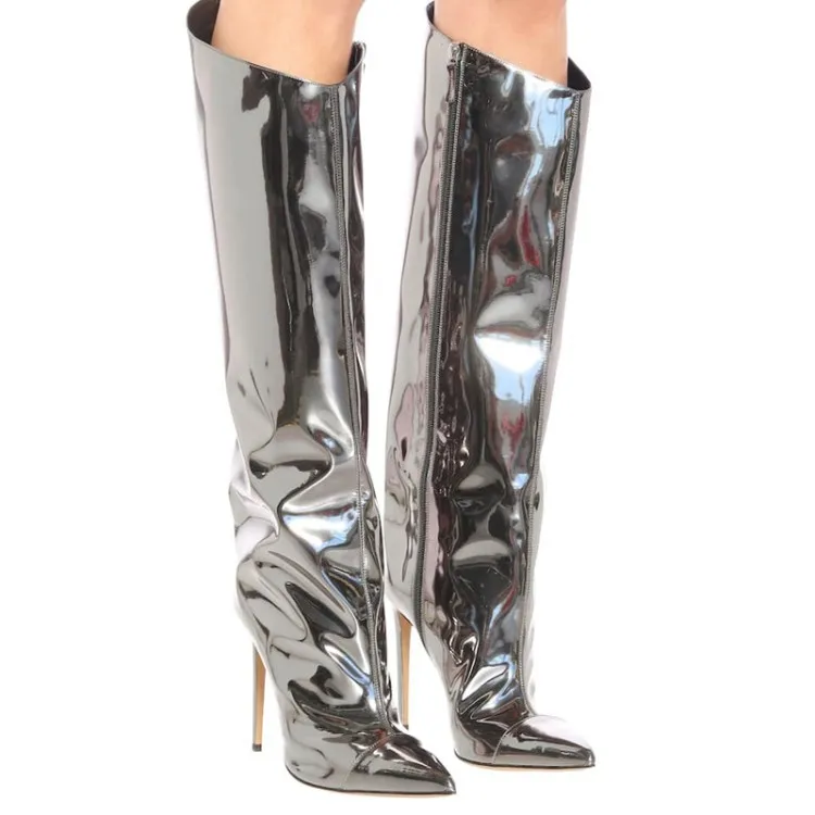 PDEP 2021Fashion Sliver Metallic Boots Wide Calf Girls Long Boots Steel Toe Thin High Heel Women Boots, Green,black,sliver,gold,brown
PDEP 2021Fashion Sliver Metallic Boots Wide Calf Girls Long Boots Steel Toe Thin High Heel Women Boots, Green,black,sliver,gold,brown