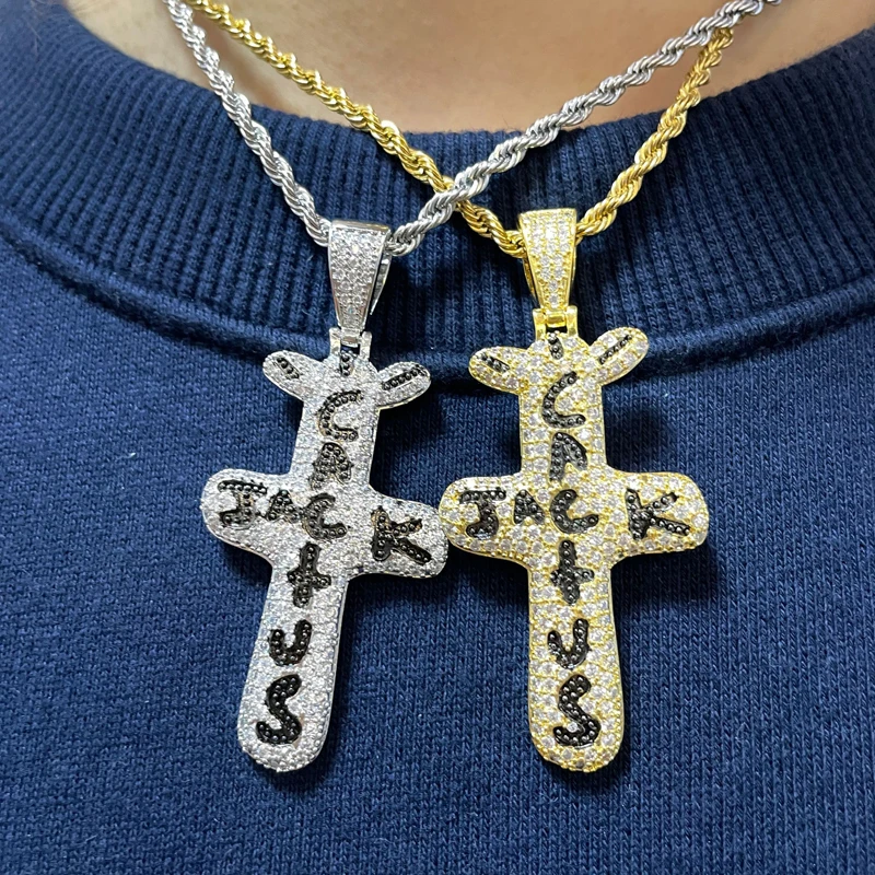Personalized Cactus Jack Cross Pendant Gold Brass Copper Cross Name Necklace Iced Out Cubic Zircon Hip Hop Jewelry
Personalized Cactus Jack Cross Pendant Gold Brass Copper Cross Name Necklace Iced Out Cubic Zircon Hip Hop Jewelry
