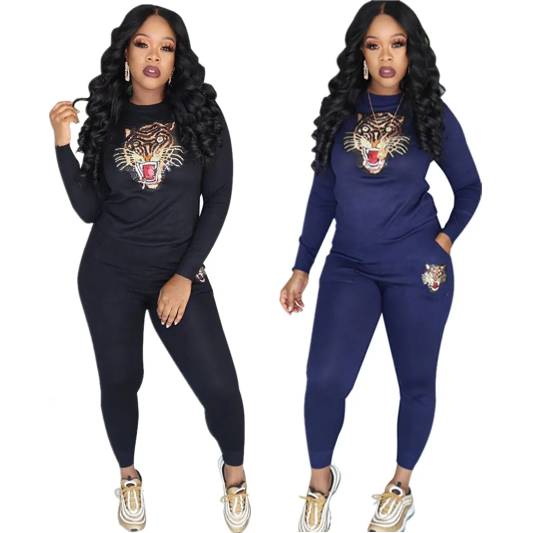Long Sleeve Tiger Embroidered Beads Black Cotton Sexy Plus Size Casual Women's Suit Autumn and Winter Full Length Worsted O-neck
Long Sleeve Tiger Embroidered Beads Black Cotton Sexy Plus Size Casual Women's Suit Autumn and Winter Full Length Worsted O-neck