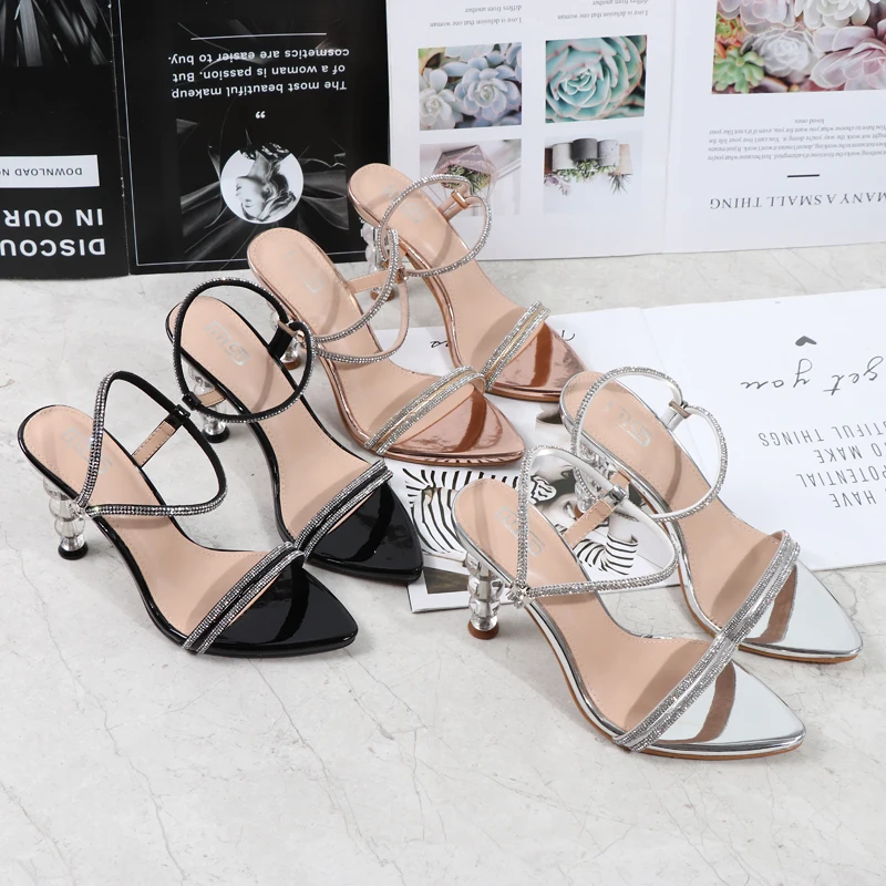 Summer 2022 sexy rhinestone pointy toe with high heels plus-size sandals for women, Black, gold, silver
Summer 2022 sexy rhinestone pointy toe with high heels plus-size sandals for women, Black, gold, silver