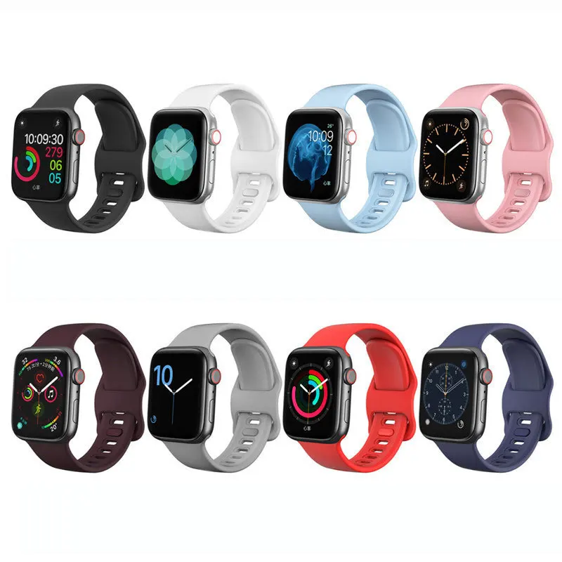 

Simple fashion silicone Apple strap 38mm monochrome smart strap Japanese word buckle watch Wristband, Multiple colors