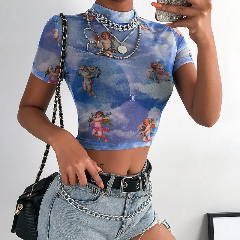 2020 Women Short Sleeve T Shirts Blouses Summer Mesh Sexy Crop Tops, Blue/nude/black
2020 Women Short Sleeve T Shirts Blouses Summer Mesh Sexy Crop Tops, Blue/nude/black