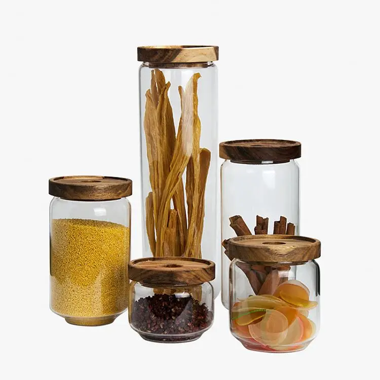 Heat-Resistant Hand Made Glass Jar Empty Clean And Fashion Glass Jar With Natural Acacia Wooden Lid, Clear
Heat-Resistant Hand Made Glass Jar Empty Clean And Fashion Glass Jar With Natural Acacia Wooden Lid, Clear