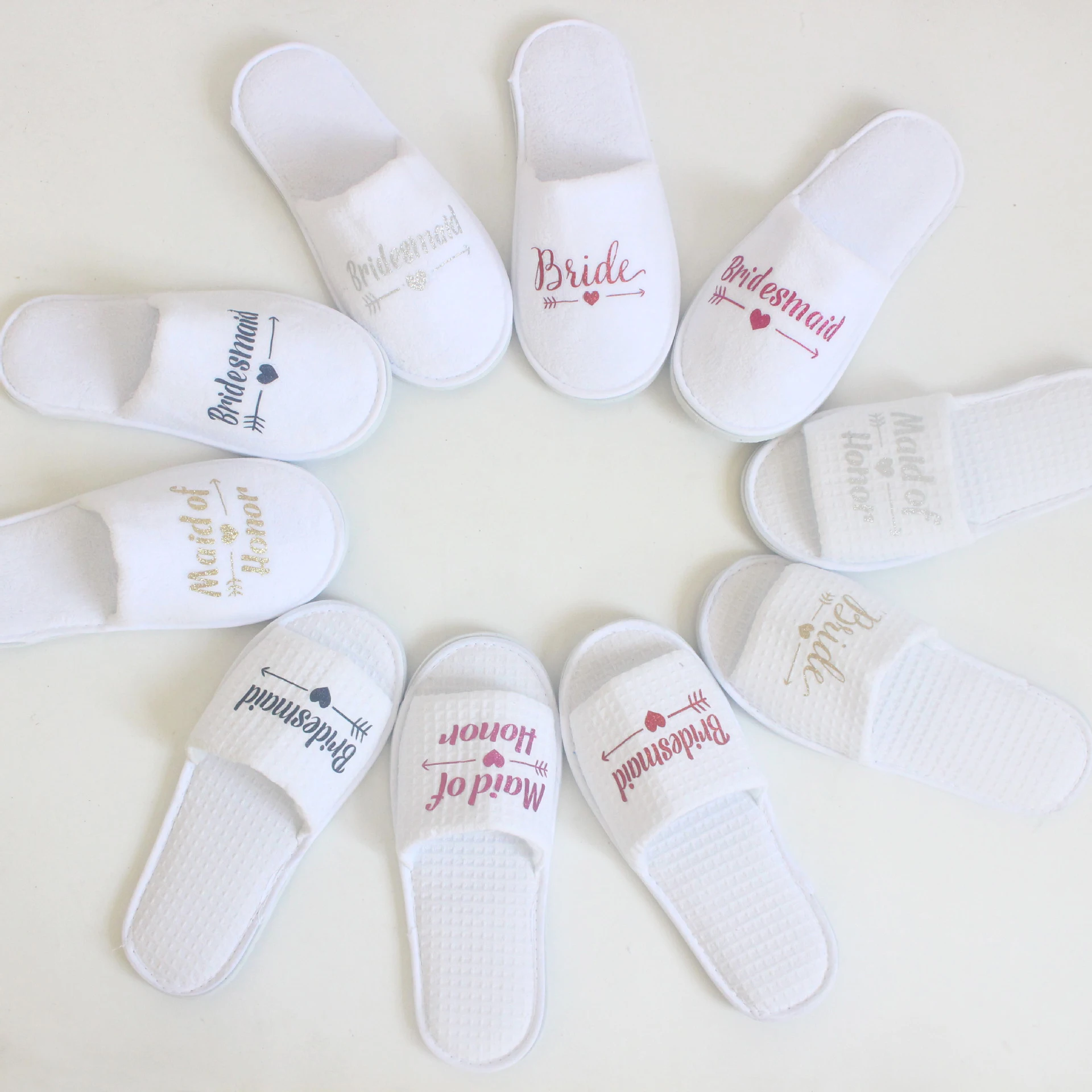 Personalized Glitter Wedding Slippers Bridesmaid Bride Hens Night Bachelorette Slippers Party Favors Gift, 2 design, 3 styles, each 5 colors
Personalized Glitter Wedding Slippers Bridesmaid Bride Hens Night Bachelorette Slippers Party Favors Gift, 2 design, 3 styles, each 5 colors