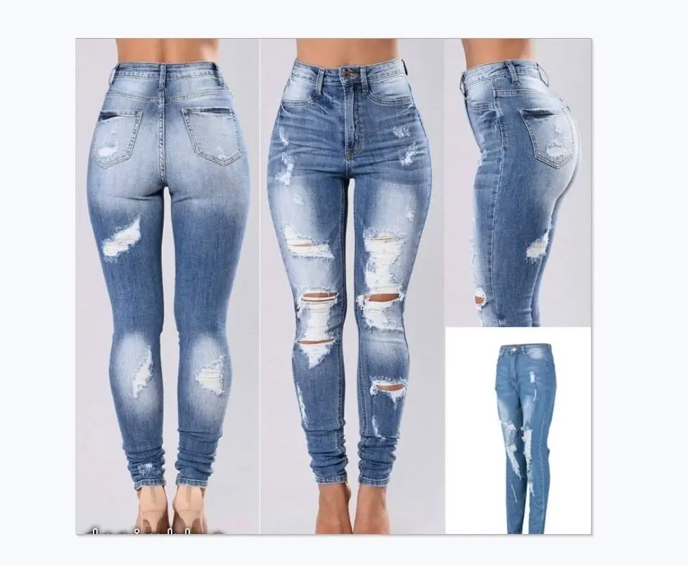 Hole Jeans Ripped Feet Stretchy Skinny Ripped Cotton Plus Size Jeans Women, As pictures
Hole Jeans Ripped Feet Stretchy Skinny Ripped Cotton Plus Size Jeans Women, As pictures