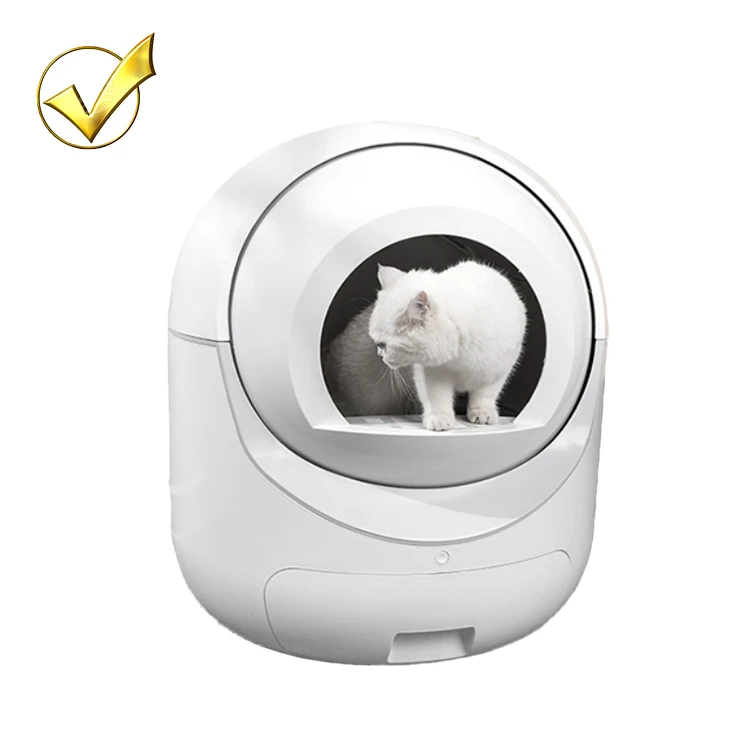 

Electric Hidden Closed Furniture Plastic Pet Fully Enclosed Large Self Cleaning Smart Automatic Cat Litter Box Toilet, White/black