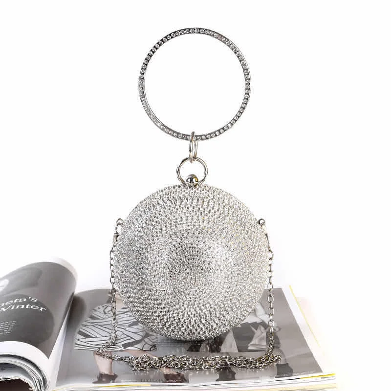 Round luxury crystal purse wedding ball ladies 2021 evening clutch bags for women, Sliver
Round luxury crystal purse wedding ball ladies 2021 evening clutch bags for women, Sliver