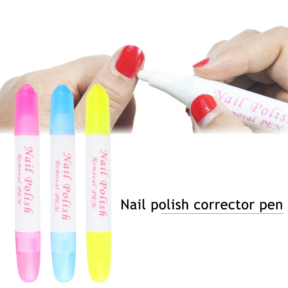 

2021 Wholesale New Design Colorful Nail Tool Empty Nail Art Polish Corrector Remover Pen with 3 Changeable Tips