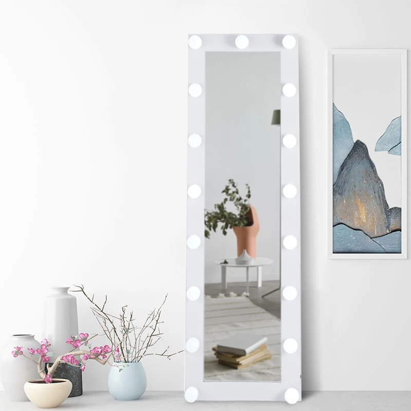 Big size Full Length mirror with lights Floor Stand Hollywood Lighted Makeup Mirrors decor wall, White
Big size Full Length mirror with lights Floor Stand Hollywood Lighted Makeup Mirrors decor wall, White