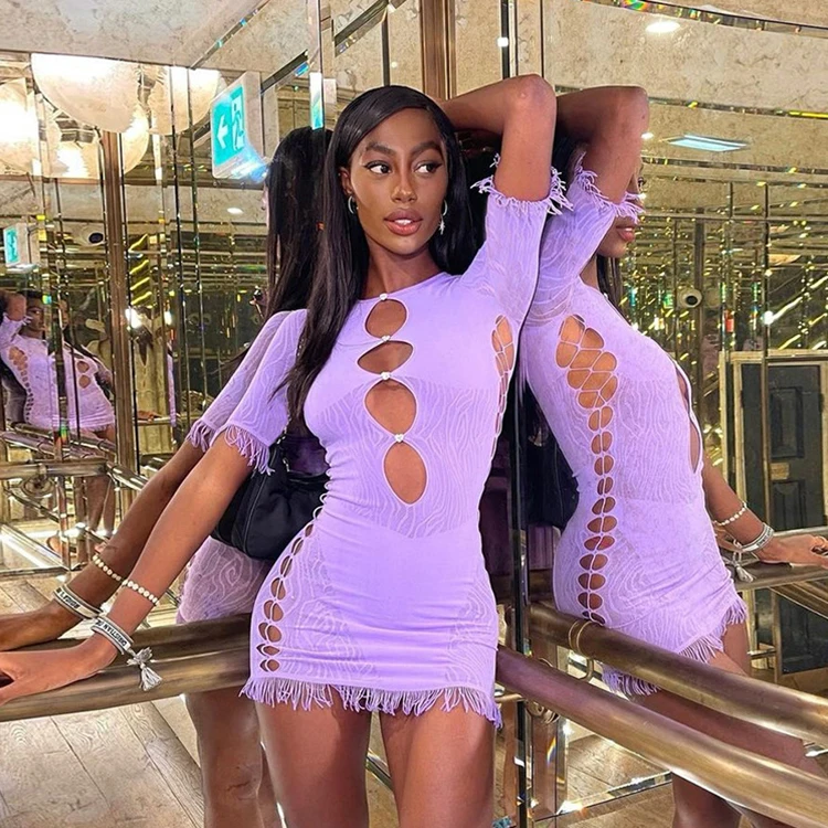 High Fashion Street Wear Sexy Hollow Out Crew Neck Short Sleeve Fringe Women Bodycon Dress, White,purple,orange,black,red,yellow
High Fashion Street Wear Sexy Hollow Out Crew Neck Short Sleeve Fringe Women Bodycon Dress, White,purple,orange,black,red,yellow