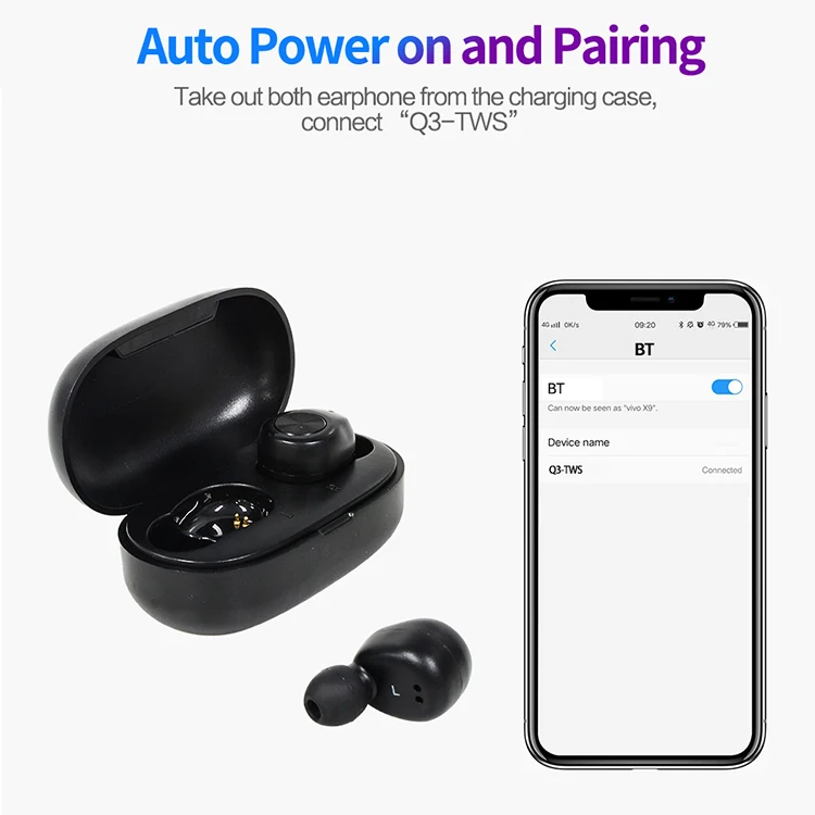 2019 Invisible Q3 Dual Channel TWS Cheap True Best Earphones Mini Wireless Sport Earbuds for Smart Phone - ANKUX.COM