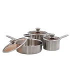 Professional quality soup pot pan with glass lid kitchen stainless steel cookware set